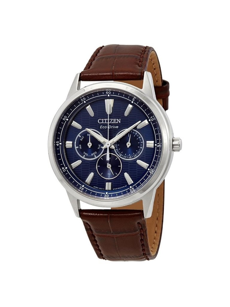 Nwt Citizen Corso Blue Dial Brown Leather Men's Watch